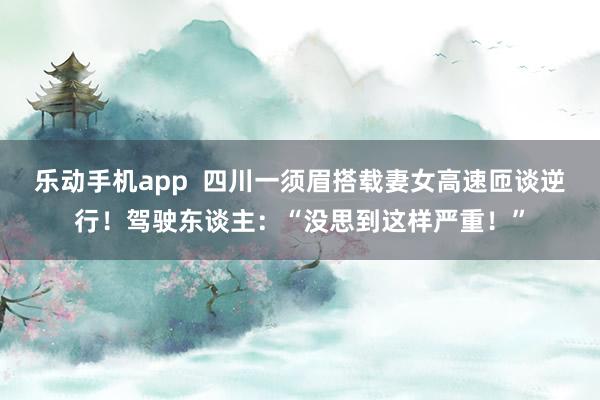 乐动手机app  四川一须眉搭载妻女高速匝谈逆行！驾驶东谈主：“没思到这样严重！”