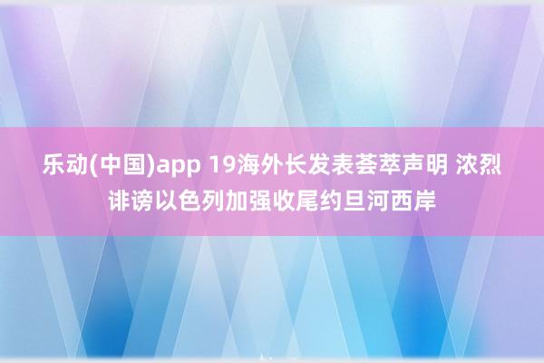 乐动(中国)app 19海外长发表荟萃声明 浓烈诽谤以色列加强收尾约旦河西岸