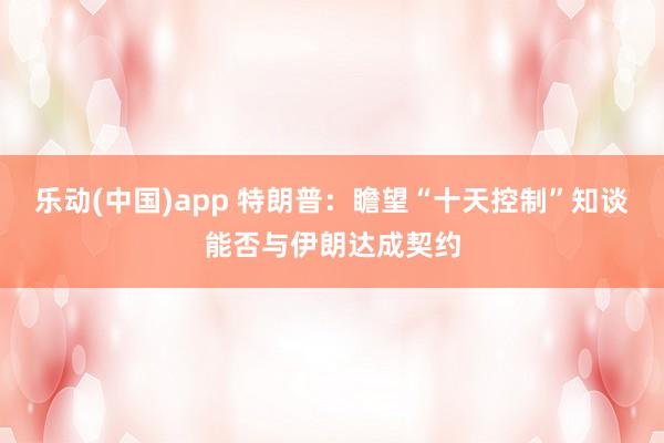 乐动(中国)app 特朗普：瞻望“十天控制”知谈能否与伊朗达成契约