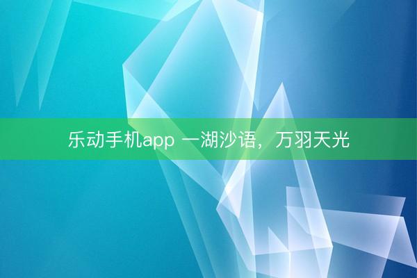 乐动手机app 一湖沙语，万羽天光