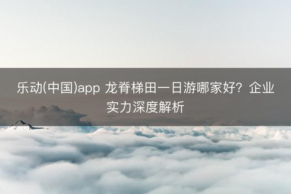 乐动(中国)app 龙脊梯田一日游哪家好？企业实力深度解析