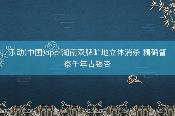 乐动(中国)app 湖南双牌旷地立体消杀 精确督察千年古银杏