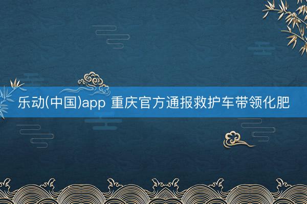 乐动(中国)app 重庆官方通报救护车带领化肥