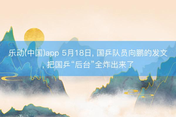 乐动(中国)app 5月18日， 国乒队员向鹏的发文， 把国乒“后台”全炸出来了