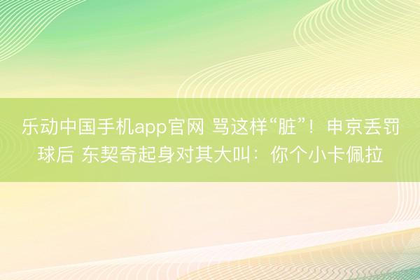 乐动中国手机app官网 骂这样“脏”！申京丢罚球后 东契奇起身对其大叫：你个小卡佩拉
