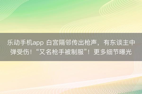 乐动手机app 白宫隔邻传出枪声，有东谈主中弹受伤！“又名枪手被制服”！更多细节曝光