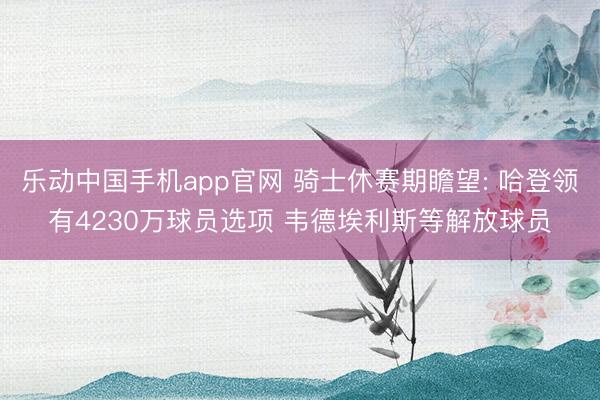 乐动中国手机app官网 骑士休赛期瞻望: 哈登领有4230万球员选项 韦德埃利斯等解放球员