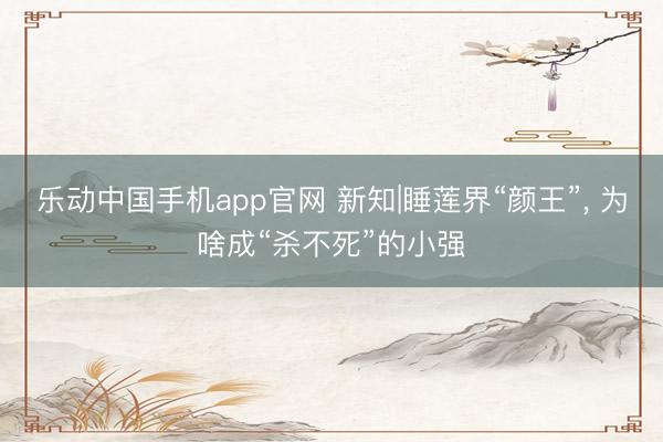 乐动中国手机app官网 新知|睡莲界“颜王”， 为啥成“杀不死”的小强