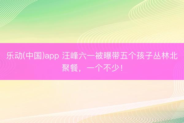 乐动(中国)app 汪峰六一被曝带五个孩子丛林北聚餐，一个不少！