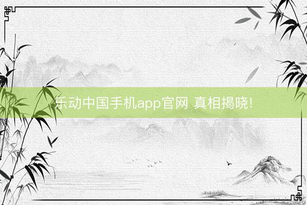 乐动中国手机app官网 真相揭晓!
